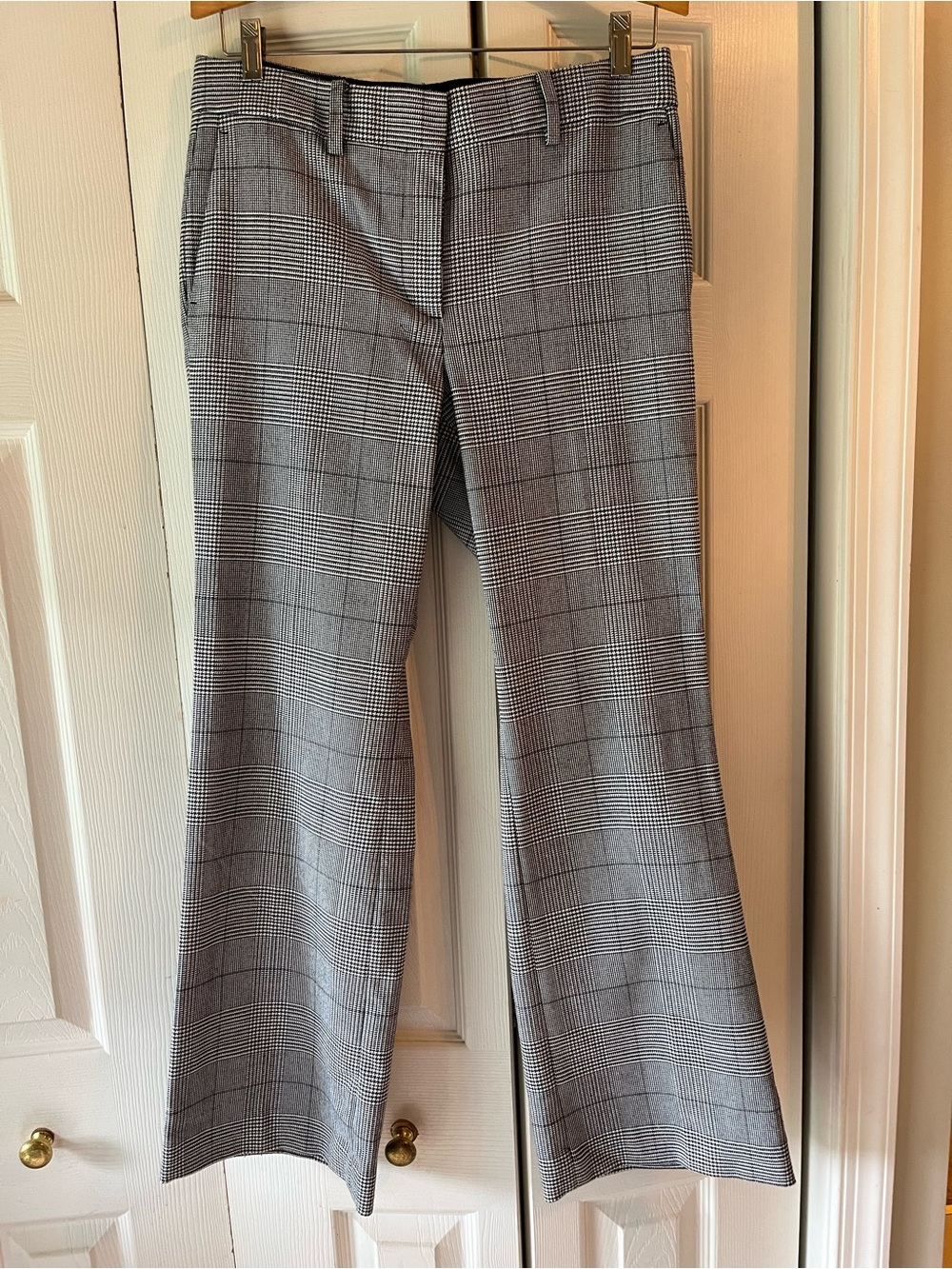 Ann Taylor Petite Kate-Fit Gray Plaid Boot Cut Dress Pants